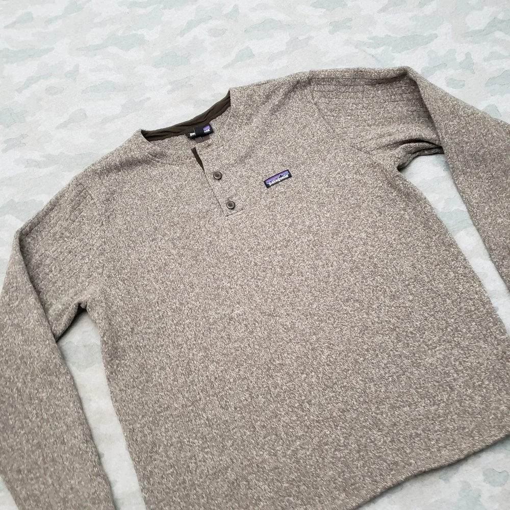 Patagonia Sweater Mens XL Gray Henley Better Sweater Long Sleeve Granola